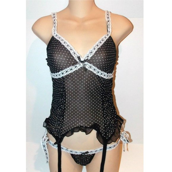 NWT Leg Avenue sexy Mesh Camigarter and tie side Thong Panties LINGERIE SET,M/L - Picture 7 of 8